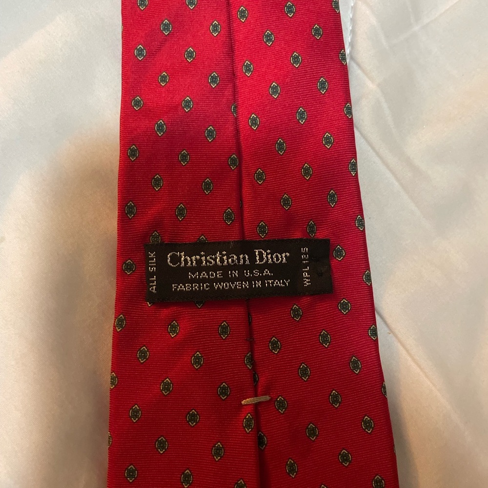 Dior Red Silk Geometric Tie